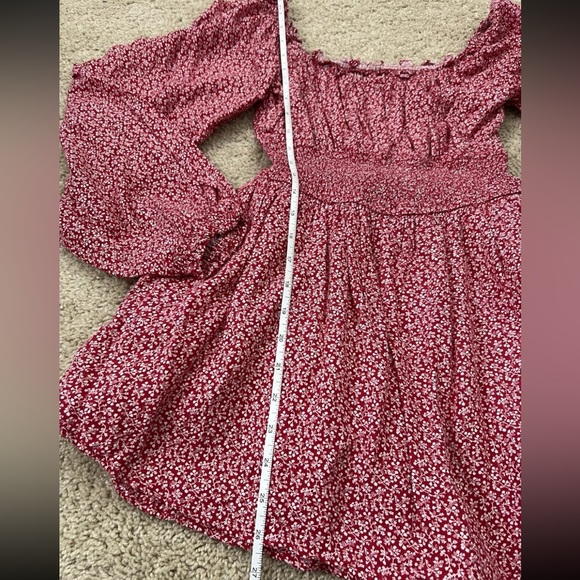 Hollister Off Shoulder Short Floral Red Romper Medium Boho Summer Cottagecore - Picture 5 of 7